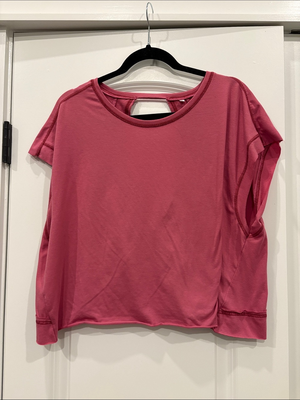 Relaxed Fit Crop Top in Rose Pink